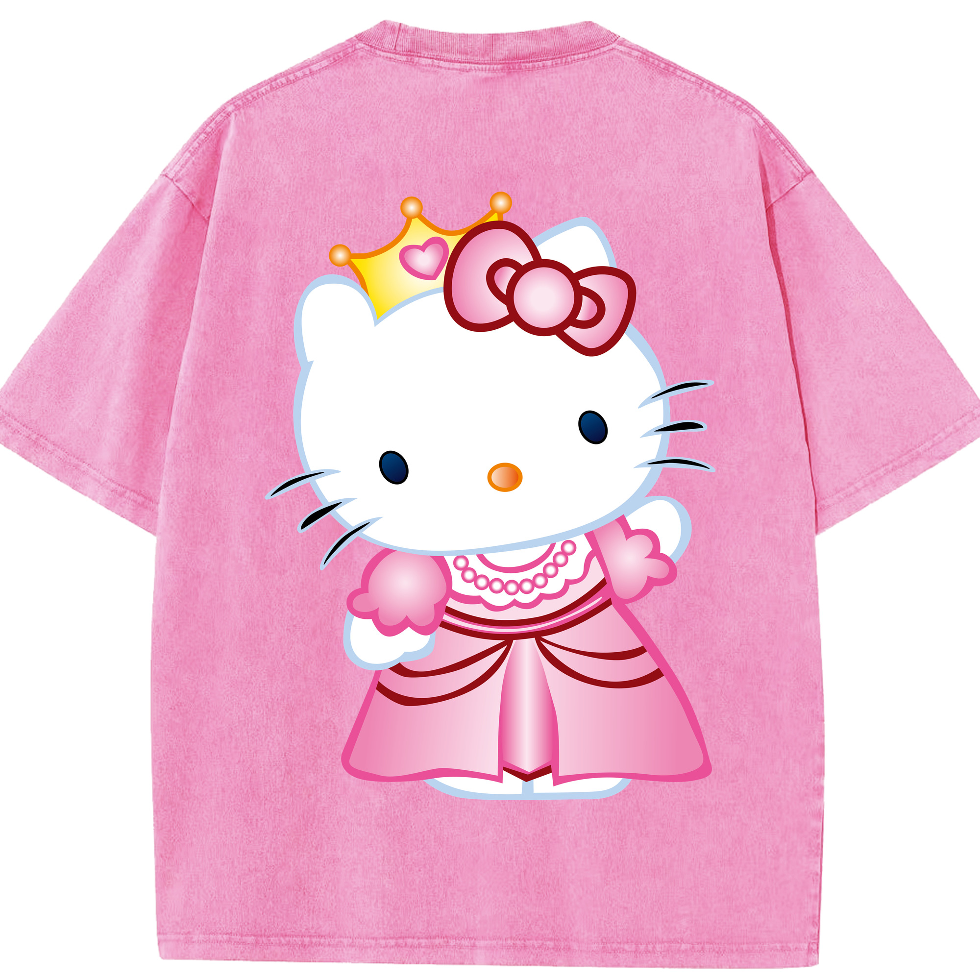 （画像用） Hello Kitty ハローキティ 綿100% ヴィンテージ風 半袖Tシャツ（背面プリント）